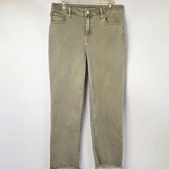Chico's Olive Gray High Rise Straight Leg Ankle Jeans 5-Pockets Slight Distress - Picture 10 of 12